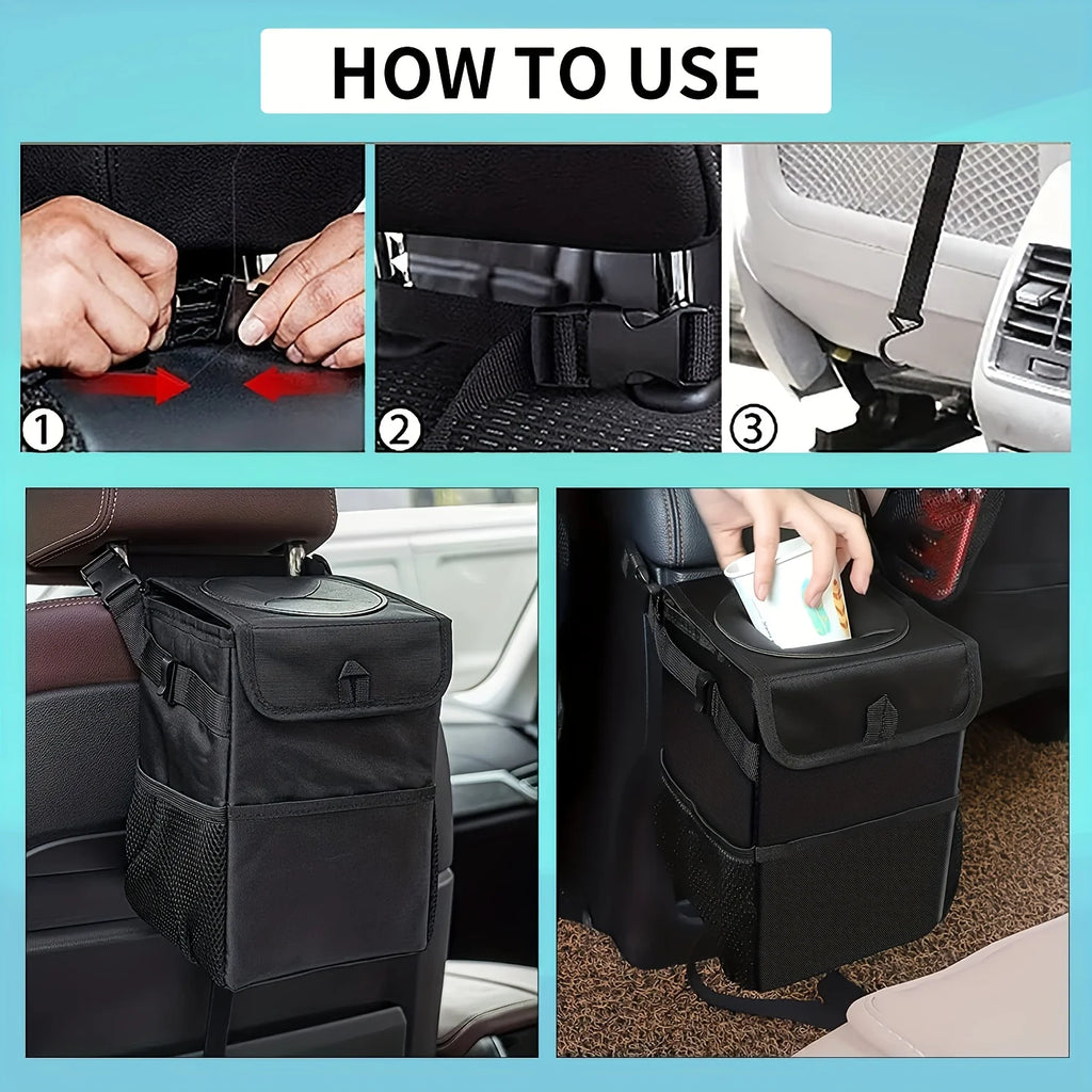Collapsible Car Trash Can with Lid